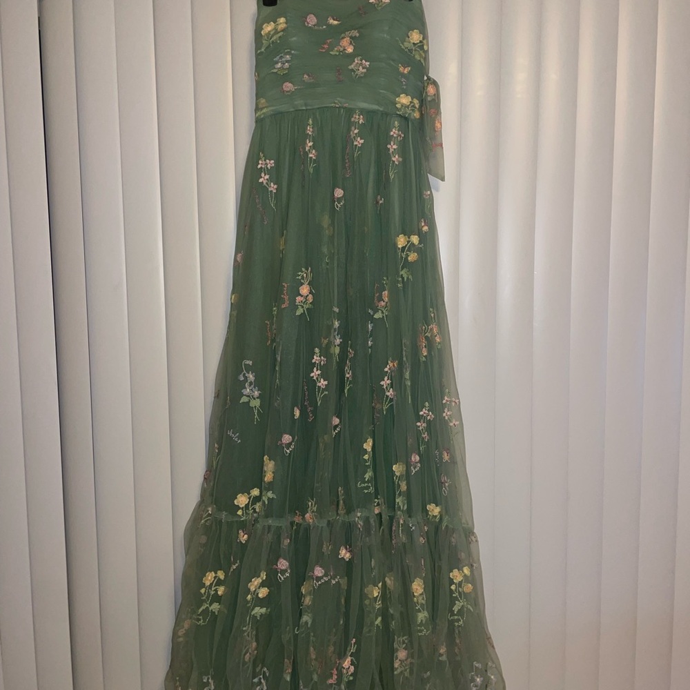 Floral Green Embroidered Dress